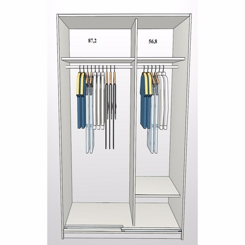 150cm Garderobeskab med 2 skydelåger 