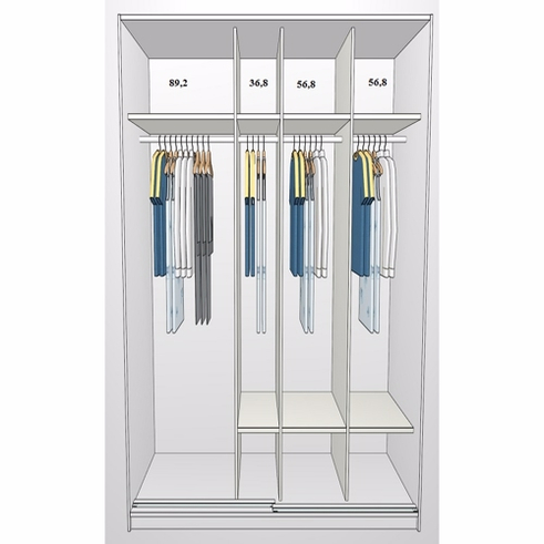 250 cm Garderobeskab med 2 skydelåger