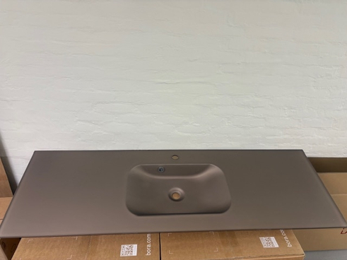 Marmorline Glasbordplade 12 mm - bronze - Nice vaskekumme - 1495x480 mm