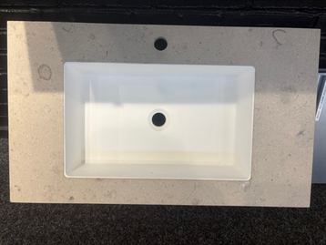 Jura Polar Blau badbordplade m/integral limet vask - 820x480 mm