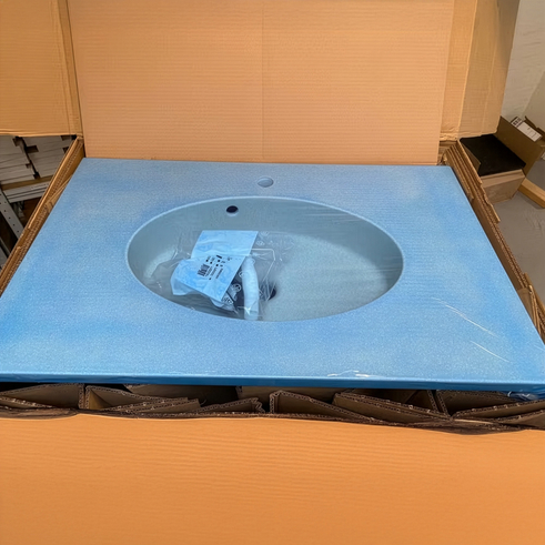 Granitex badbordplade,Lys sand, Monaco vaskeudformning - Dybde 50 cm - Længde 82 cm