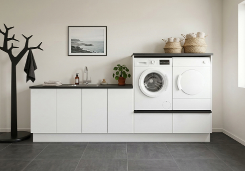 Multi-Living Bryggers sæt med Cibo Bianco | Underskab m. skuffe, Vaskeskab, Gavle, Sokkelsæt - Bryggers sæt 1
