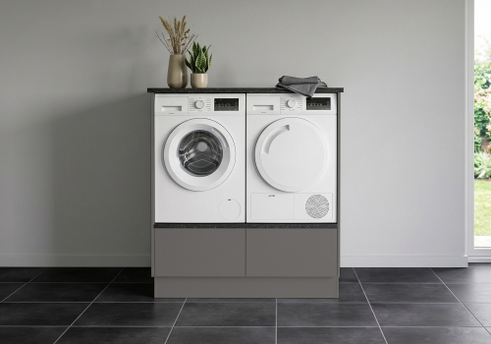 Multi-Living Bryggers sæt med Cibo Grigio | Underskab m. skuffe, Vaskeskab, Gavle, Sokkelsæt - Bryggers sæt 1