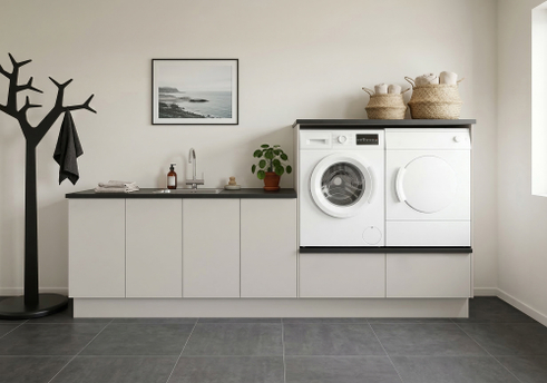 Multi-Living Bryggers sæt med Cibo Sabbia | Underskab m. skuffe, Vaskeskab, Gavle, Sokkelsæt - Bryggers sæt 1