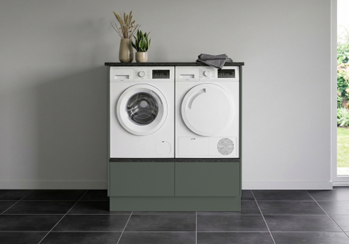 Multi-Living Bryggers sæt med Cibo Verde | Underskab m. skuffe, Vaskeskab, Gavle, Sokkelsæt - Bryggers sæt 1