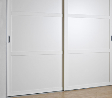 Mogensen Contoura Rammedør skydelåger på mål til garderobe med 2 låger og softclose - Total bredde 92 til 125 cm.
