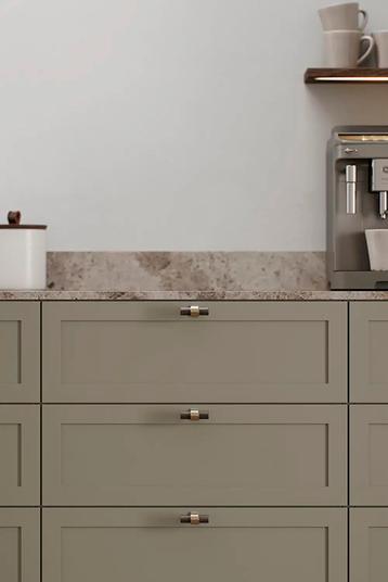 Furnipart - Bond - knop i aluminium og zink antik brun / fin børstet messing H38,5mm