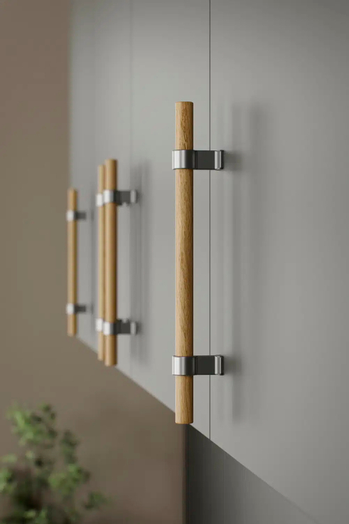 Furnipart - Bond - greb i lakeret eg og zink inox look CC160mm L250mm B20mm