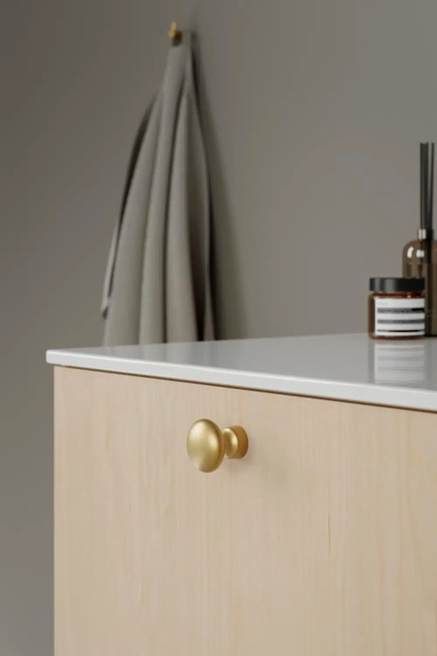 Furnipart - Baron - greb knop i zink mørk børstet guld Ø32mm H32mm