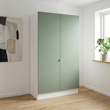 Garderobeskab med 2 låger i grøn 120 cm fra Kitchn med Albany Grøn front