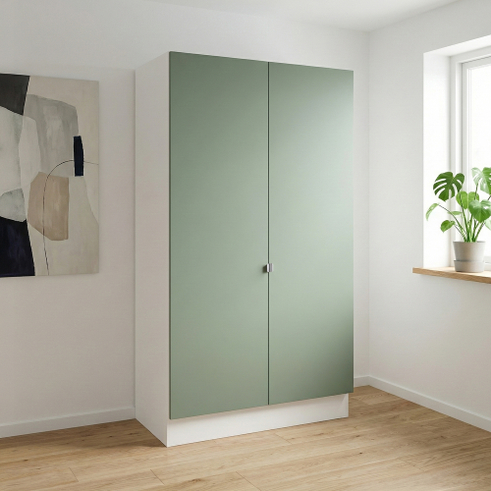 Garderobeskab med 2 låger i grøn 120 cm fra Kitchn med Albany Grøn front