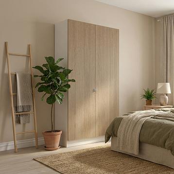 Garderobeskab med 2 låger i træ 120 cm fra Kitchn med Aspen Lys Eg front