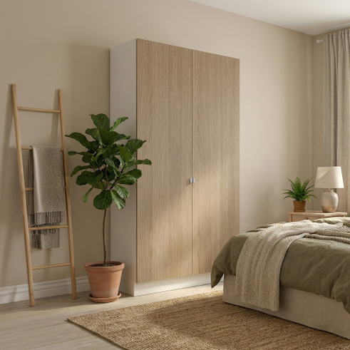 Garderobeskab med 2 låger i træ 120 cm fra Kitchn med Aspen Lys Eg front