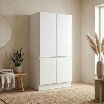 Garderobeskab med 2 låger i hvid 120 cm fra Kitchn med Boston front