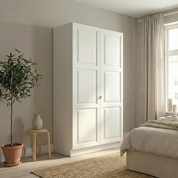 Garderobeskab med 2 låger i hvid 120 cm fra Kitchn med Madison Hvid front