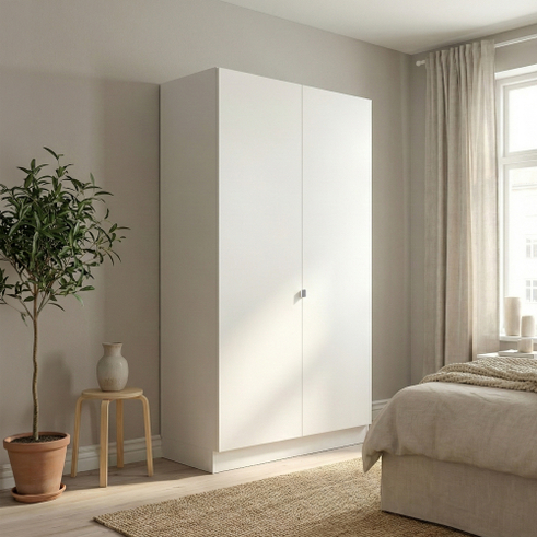 Garderobeskab med 2 låger i hvid 120 cm fra Kitchn med New York Hvid front