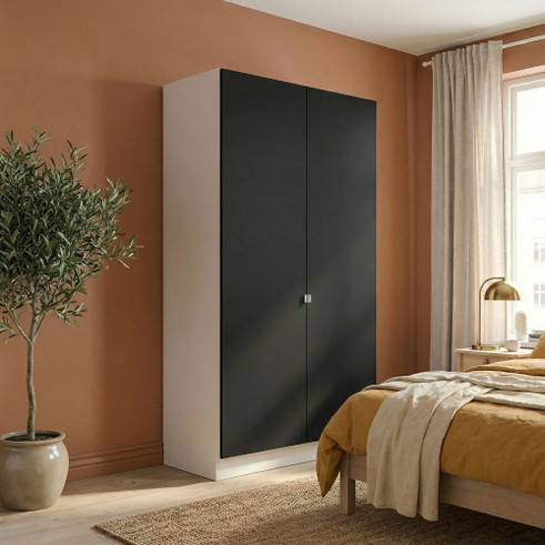 Kitchn Garderobeskab med 2 låger i sort 120 cm fra Kitchn med Phoenix Sort front