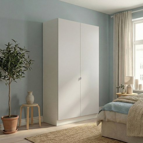 Garderobeskab med 2 låger i kalk 120 cm fra Kitchn med Plano Kalk front