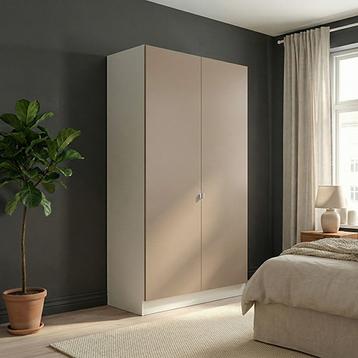 Garderobeskab med 2 låger i mokka 120 cm fra Kitchn med Plano Mokka front