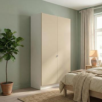 Garderobeskab med 2 låger i sand 120 cm fra Kitchn med Plano Sand front