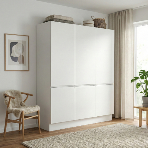 Kitchn Garderobeskab med 3 låger i hvid 180 cm fra Kitchn med Boston front