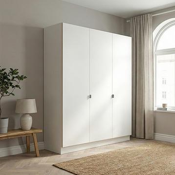 Garderobeskab med 3 låger i hvid 180 cm fra Kitchn med Oregon Hvid/Eg Natur front