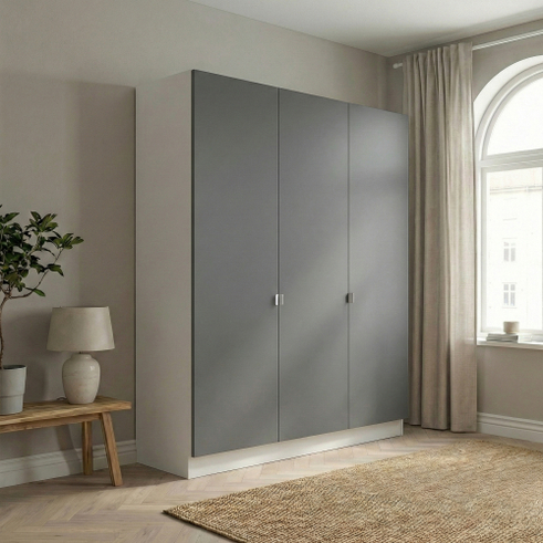 Kitchn Garderobeskab med 3 låger i grå 180 cm fra Kitchn med Phoenix Mat Grå front