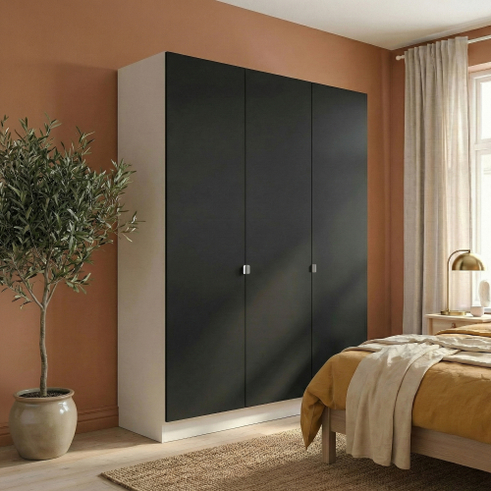 Kitchn Garderobeskab med 3 låger i sort 180 cm fra Kitchn med Phoenix Sort front