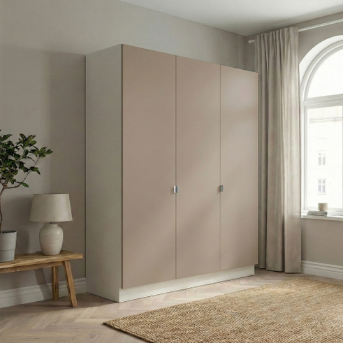 Garderobeskab med 3 låger i mokka 180 cm fra Kitchn med Plano Mokka front