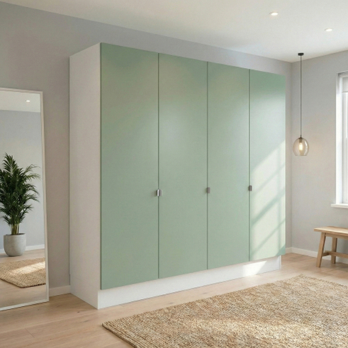 Garderobeskab med 4 låger i grøn 240 cm fra Kitchn med Albany Grøn front