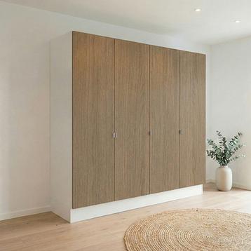 Garderobeskab med 4 låger i træ  240 cm fra Kitchn med Aspen Brun Eg front