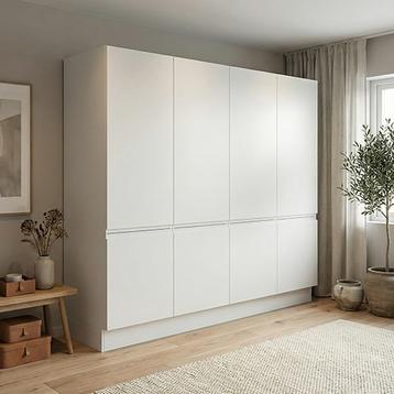 Garderobeskab med 4 låger i hvid 240 cm fra Kitchn med Boston front