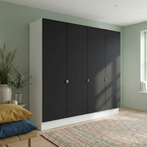 Kitchn Garderobeskab med 4 låger i sort 240 cm fra Kitchn med Phoenix Sort front