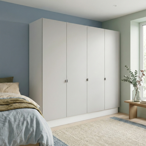 Garderobeskab med 4 låger i kalk 240 cm fra Kitchn med Plano Kalk front