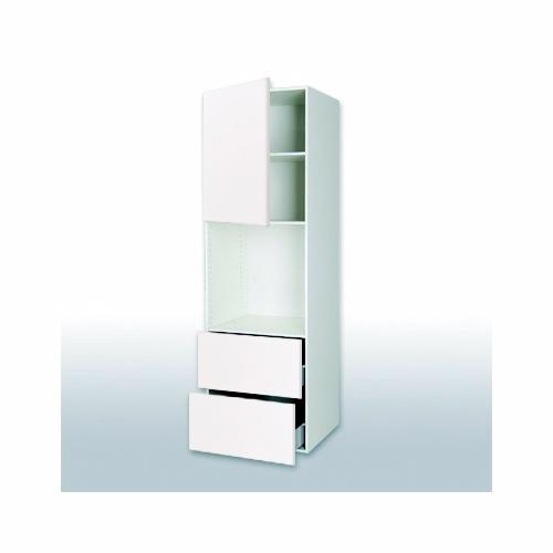 Hvid front indbygningsskab til ovn med fuldudtræk/softluk: b: 60 cm.