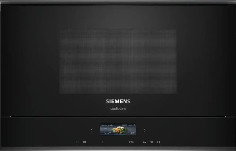 Indbygningsmikroovn 21l venstre sort - Siemens iQ700 - BF922L1B1