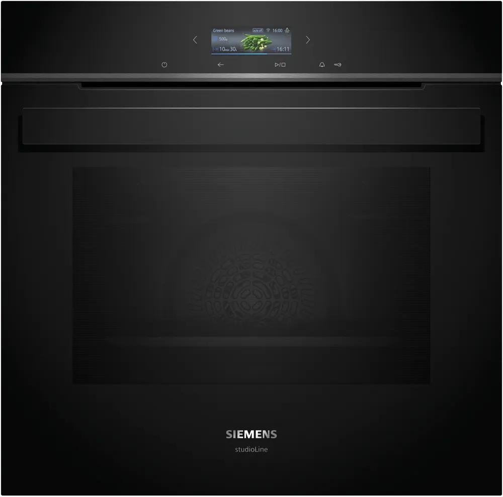 Indbygningsovn 71l Pyro A+ sort m/disp - Siemens iQ700 - HB974GLB1