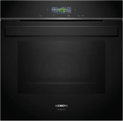 Indbygningsovn 71l Pyro A+ sort m/disp - Siemens iQ700 - HB974GLB1