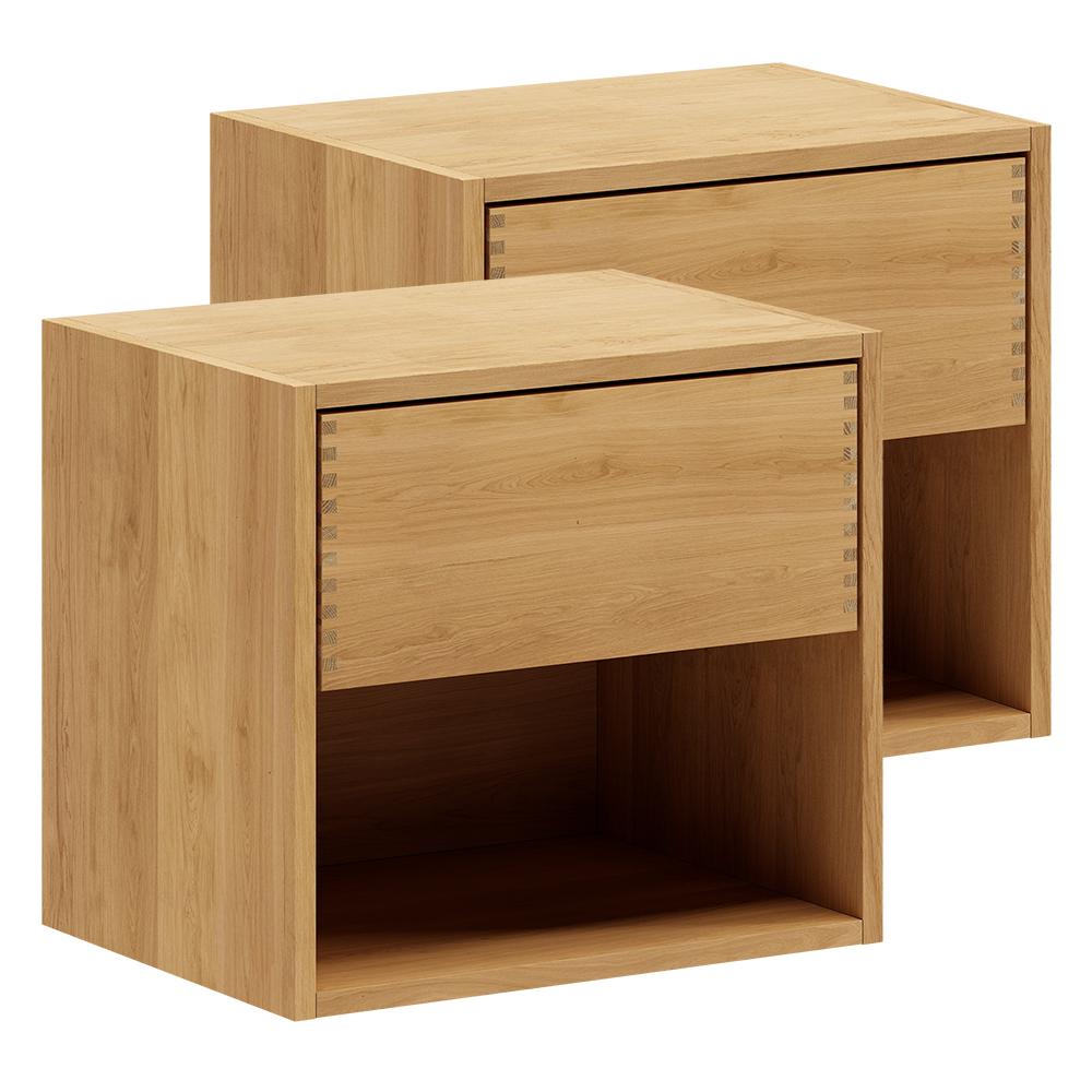 50 cm + 50 cm - Just Wood Sängbordsset m/1 låda