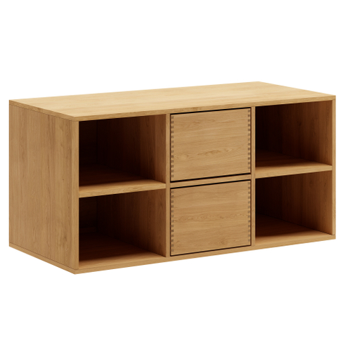 130 cm Lysolieret Just Wood Snedker Skænk med 2 hylder og 2 skuffer