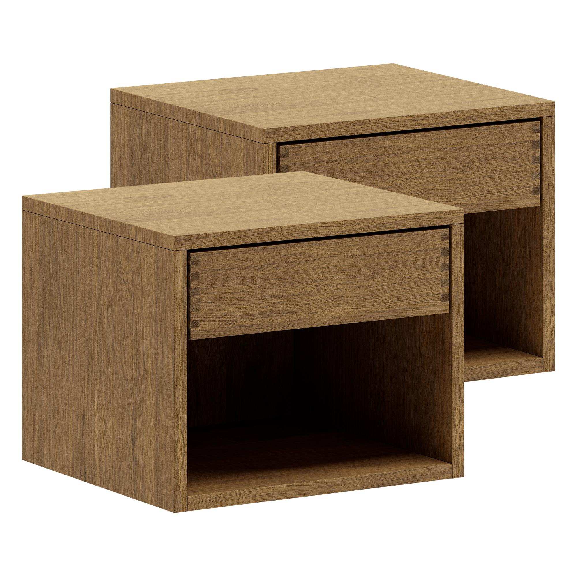 40 cm + 40 cm - Dunkel geöltes Just Wood Schreinertisch-Set mit 1 Schublade