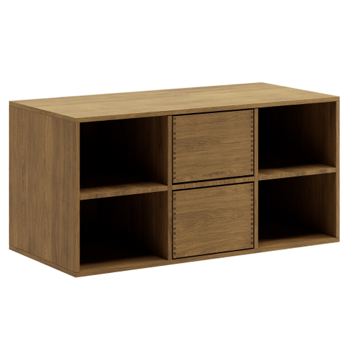 130 cm Mørkolieret Just Wood Snedker Skænk med 2 hylder og 2 skuffer