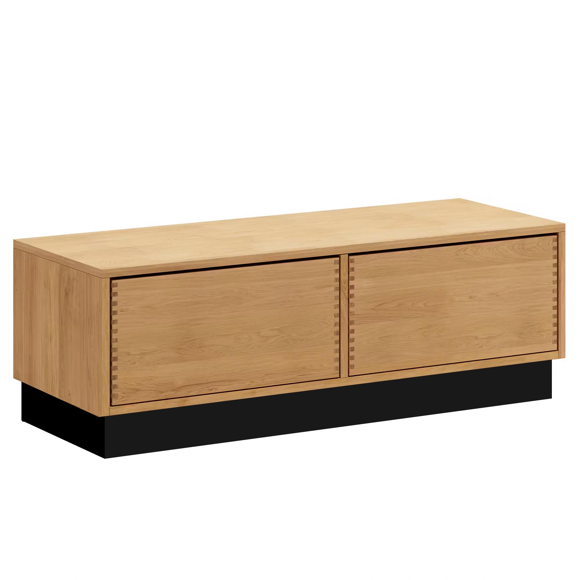 125,7 cm Natuurgeoliede Just Wood Push Timmermansbank incl. 2 lades - Diepte 60 cm en zwarte sokkel