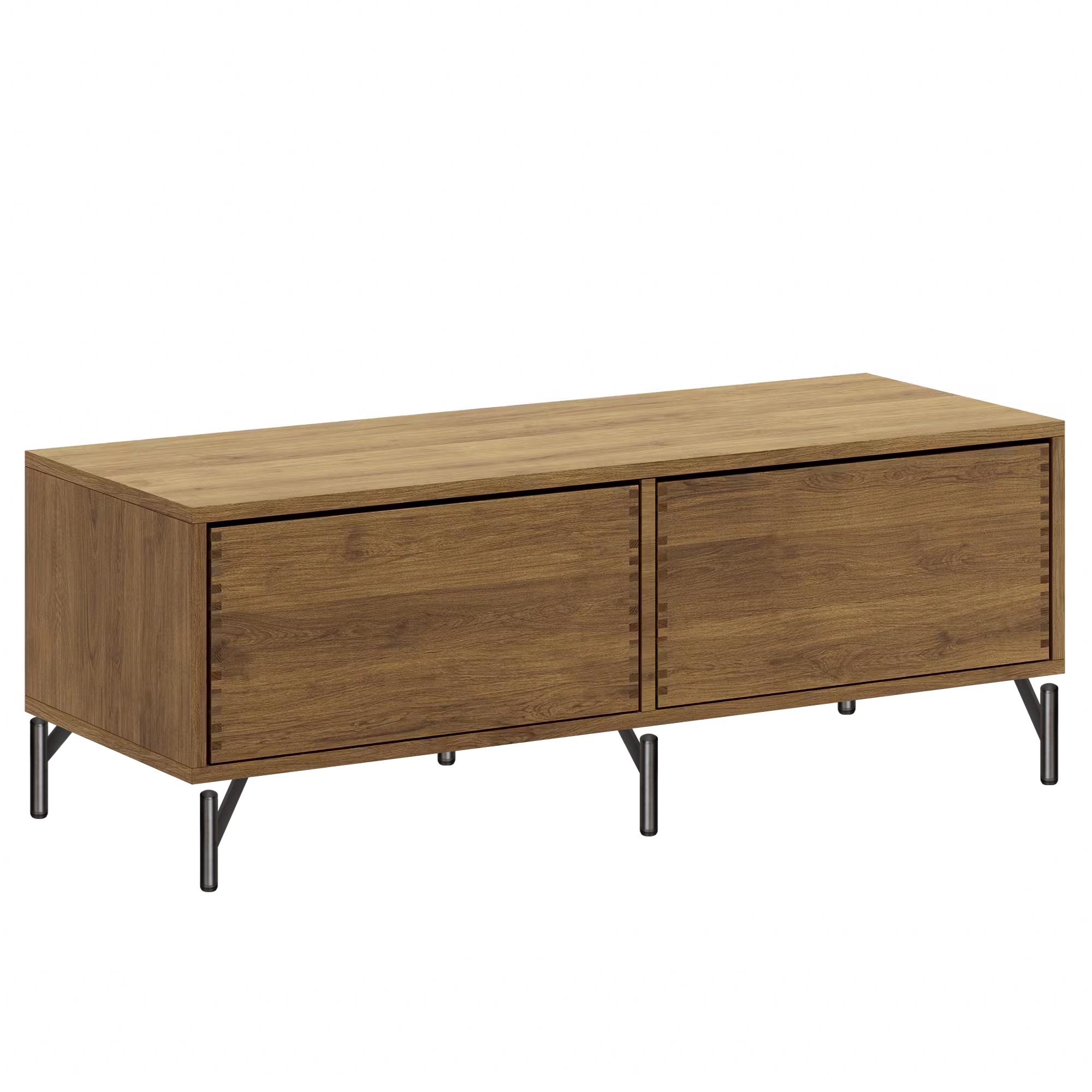 125,7 cm Mørkolieret Just Wood Push Snedker Bænk inkl. 2 skuffer - 60 cm dybde og ben