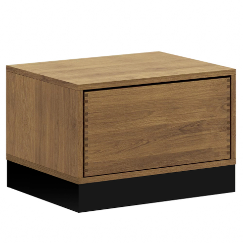 63,8 cm Mørkolieret Just Wood Push Snedker Bænk inkl. 1 skuffe - 40 cm dybde og sort sokkel