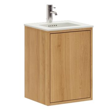 40 cm Naturolieret Just Wood Slim badmøbel med 1 låge og Solid Surface bordplade