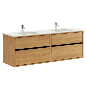 60 cm Just Wood Original Badrumsmöbel med Solid Surface Colombo handfat - 2 lådor