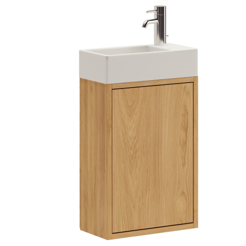 39,4 cm Lysolieret Just Wood Mikro badmøbel med 1 låge og Strassbourg bordplade