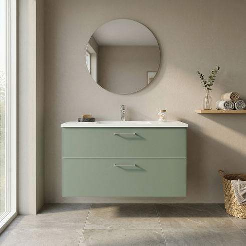 Kitchn Badsæt B:102 cm hvid marmorvask<br>Vælg mellem flere fronter