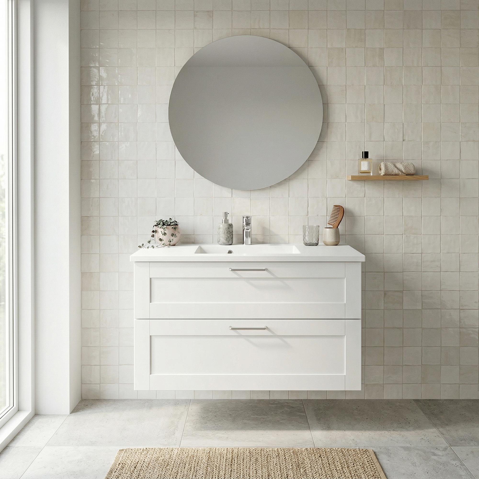 BADESETTT 102 CM Hvit Marmor servant